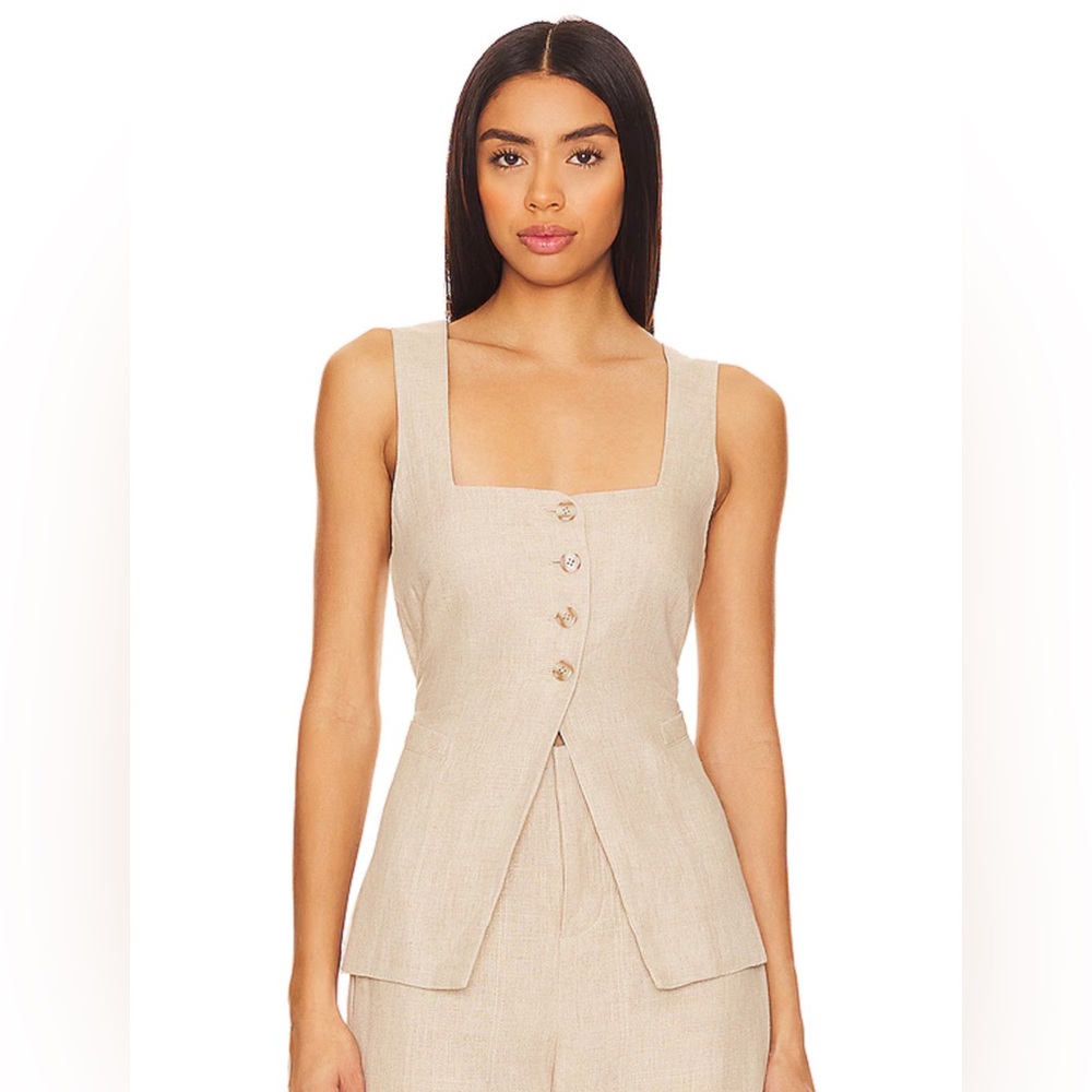 Faithfull the brand maya linen vest top in natural